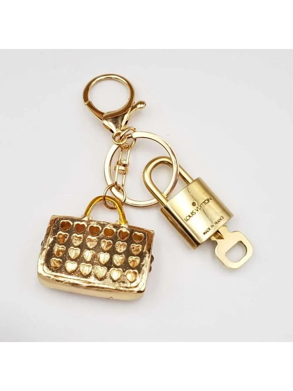 Authentic Louis Vuitton Padlock & Key Gold ✨Unbranded Bag Charm Keychain